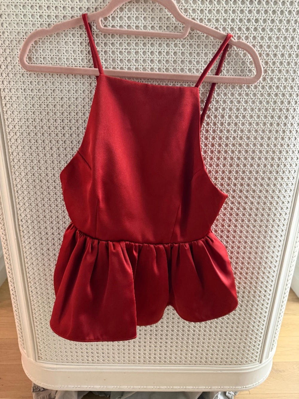 Women's Red Peplum Strappy Top NWT